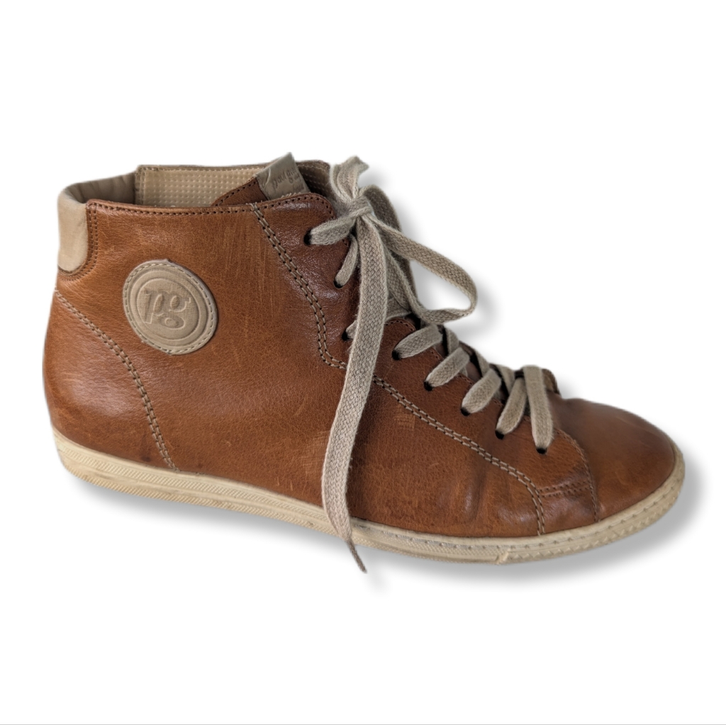 Paul Green Handmade Women's Brown Leather High Top Sneakers
